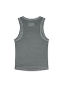 DISTRESSED SLEEVELESS LOGO TOP IN LIGHT GRAY