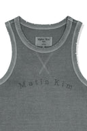 DISTRESSED SLEEVELESS LOGO TOP IN LIGHT GRAY