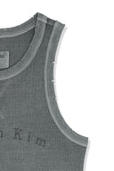DISTRESSED SLEEVELESS LOGO TOP IN LIGHT GRAY
