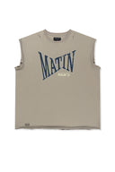 RAW EDGE CUT OUT SLEEVELESS TOP FOR MEN IN BEIGE