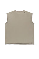 RAW EDGE CUT OUT SLEEVELESS TOP FOR MEN IN BEIGE