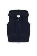BACK LOGO JERSEY HOOD VEST IN NAVY