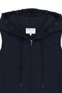 BACK LOGO JERSEY HOOD VEST IN NAVY