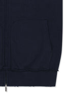 BACK LOGO JERSEY HOOD VEST IN NAVY
