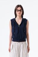 BACK LOGO JERSEY HOOD VEST IN NAVY