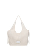 SIDE ZIP SUEDE SHOULDER BAG IN IVORY