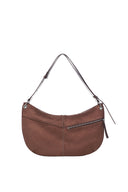 SUEDE ROUND HOBO BAG IN BROWN