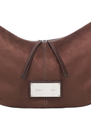 SUEDE ROUND HOBO BAG IN BROWN