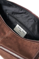 SUEDE ROUND HOBO BAG IN BROWN