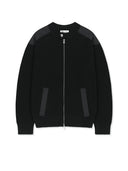 PATCH DETAIL KNIT ZIP UP FOR MEN IN BLACK