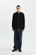 PATCH DETAIL KNIT ZIP UP FOR MEN IN BLACK
