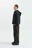 WESTERN PANEL HOODED DENIM JUMPER IN BLACK
