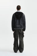 WESTERN PANEL HOODED DENIM JUMPER IN BLACK