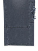 SHADOW DISTRESSED WIDE DENIM PANTS IN BLUE