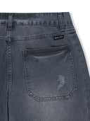 SHADOW DISTRESSED WIDE DENIM PANTS IN BLUE