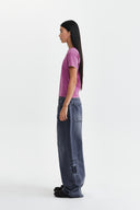 SHADOW DISTRESSED WIDE DENIM PANTS IN BLUE