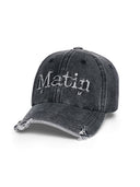 VINTAGE DISTRESSED DENIM BALL CAP IN BLACK