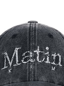 VINTAGE DISTRESSED DENIM BALL CAP IN BLACK