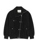 ASYMMETRIC KNIT PANEL JUMPER IN BLACK