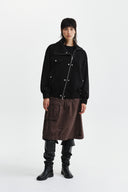 ASYMMETRIC KNIT PANEL JUMPER IN BLACK
