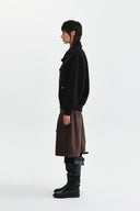 ASYMMETRIC KNIT PANEL JUMPER IN BLACK