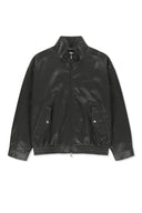 SMALL LOGO FAUX LEATHER HIGH NECK JUMPER IN DARK BROWN