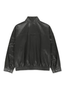 SMALL LOGO FAUX LEATHER HIGH NECK JUMPER IN DARK BROWN