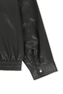 SMALL LOGO FAUX LEATHER HIGH NECK JUMPER IN DARK BROWN