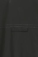 SMALL LOGO FAUX LEATHER HIGH NECK JUMPER IN DARK BROWN