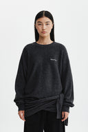 WRAP TIE KNIT PULLOVER IN CHARCOAL GREY