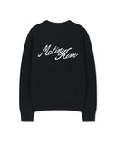 CALLIGRAPHY BACK LOGO KNIT PULLOVER IN BLACK