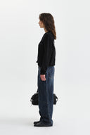 CALLIGRAPHY BACK LOGO KNIT PULLOVER IN BLACK