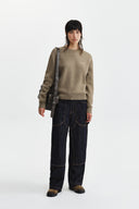 CALLIGRAPHY BACK LOGO KNIT PULLOVER IN KHAKI