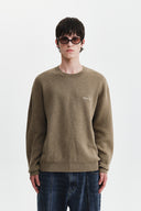 CALLIGRAPHY BACK LOGO KNIT PULLOVER IN KHAKI