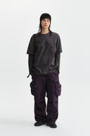 GRAFFITI ARTWORK LAYERED TOP IN CHARCOAL GREY