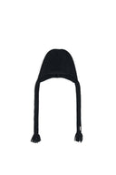 TASSEL TIE KNIT BEANIE IN BLACK