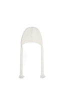 TASSEL TIE KNIT BEANIE IN IVORY