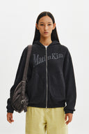 MATIN LOGO WAFFLE HOODY ZIP UP IN CHARCOAL