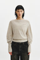 BOAT NECK VOLUME SLEEVE KNIT PULLOVER LIGHT BEIGE