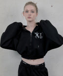 SAHARA GRADATION LEOPARD CROSS HOOD ZIP-UP UNISEX IN BLACK