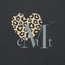SIERRA LEOPARD HEART HALF T IN CHARCOAL (BROWN PRINT)