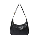MERIN GOLD LINE LEATHER SHOULDER BAG IN BLACK