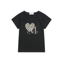 SIERRA LEOPARD HEART HALF T IN BLACK / BROWN
