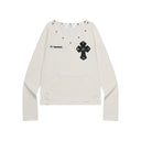 DEBON V-NECK LONG SLEEVE T IN IVORY
