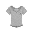 SUNNIOR LACE V-NECK HALF T IN GREY