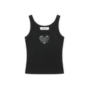 DYON METAL LOGO HEART PATCH SLEEVELESS IN BLACK