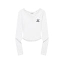 SUNNIOR LACE V-NECK LONG SLEEVE T IN WHITE