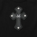 THEO CROSS LEATHER PATCH SLEEVELESS IN BLACK