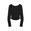 SUNNIOR LACE V-NECK LONG SLEEVE T IN BLACK