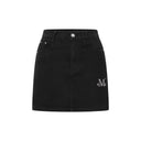 CORON BACK LEATHER LEOPARD HEART PATCH SKIRTS IN BLACK